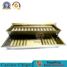 14 Baris Lembar Ganda Tembaga Plating Metal Chip Tray Dengan Tutup dan Double Lock Casino Chips Tray