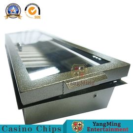 Kotak Chip Meja Poker Lapis Tunggal Besi Murni 1 Kunci 14g Pencampuran Chip Judi