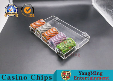 5 Rows Clay Poker Chips Case Texas Casino Chips Carrier With Lock 280*85*65mm