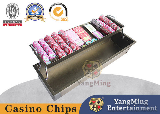 12 Grid Double-Layer Round Code Square Code Dengan Lock Poker Clay Keramik Chip Box Besi Chip Tray