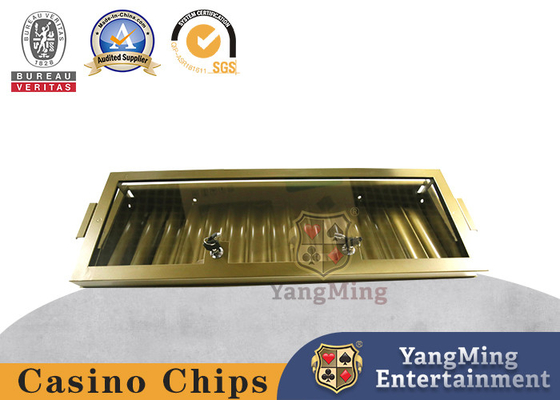 15 Grid Gold Chip Tray Rack Box Baja tahan karat Bahan besi Akrilik Tutup Transparan Texas Hold'em Meja