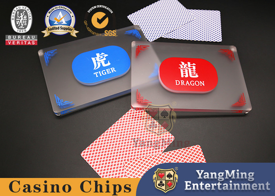 Kartu Penentu Posisi Meja Poker Chuang Naga dan Harimau Akrilik Transparan Buram Kustom