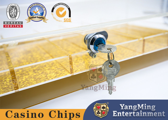 Texas Hold'em Club Custom-made Countertop Acrylic Dengan Kunci Gold Wire Bottom Chip Tray