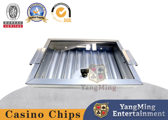 Electroplated Silver 8-Grid Chip Tray Meja Poker Lapisan Tunggal Dengan Chip Terkunci
